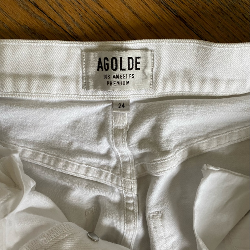 Agolde White Frayed Hem Jeans - Picture 4 of 7